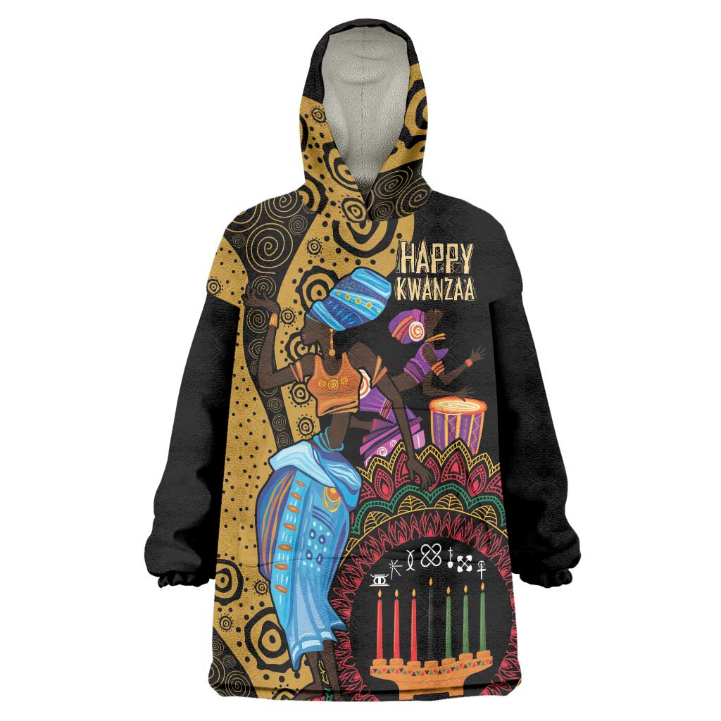 Happy Kwanzaa African Wearable Blanket Hoodie Tribal Dance