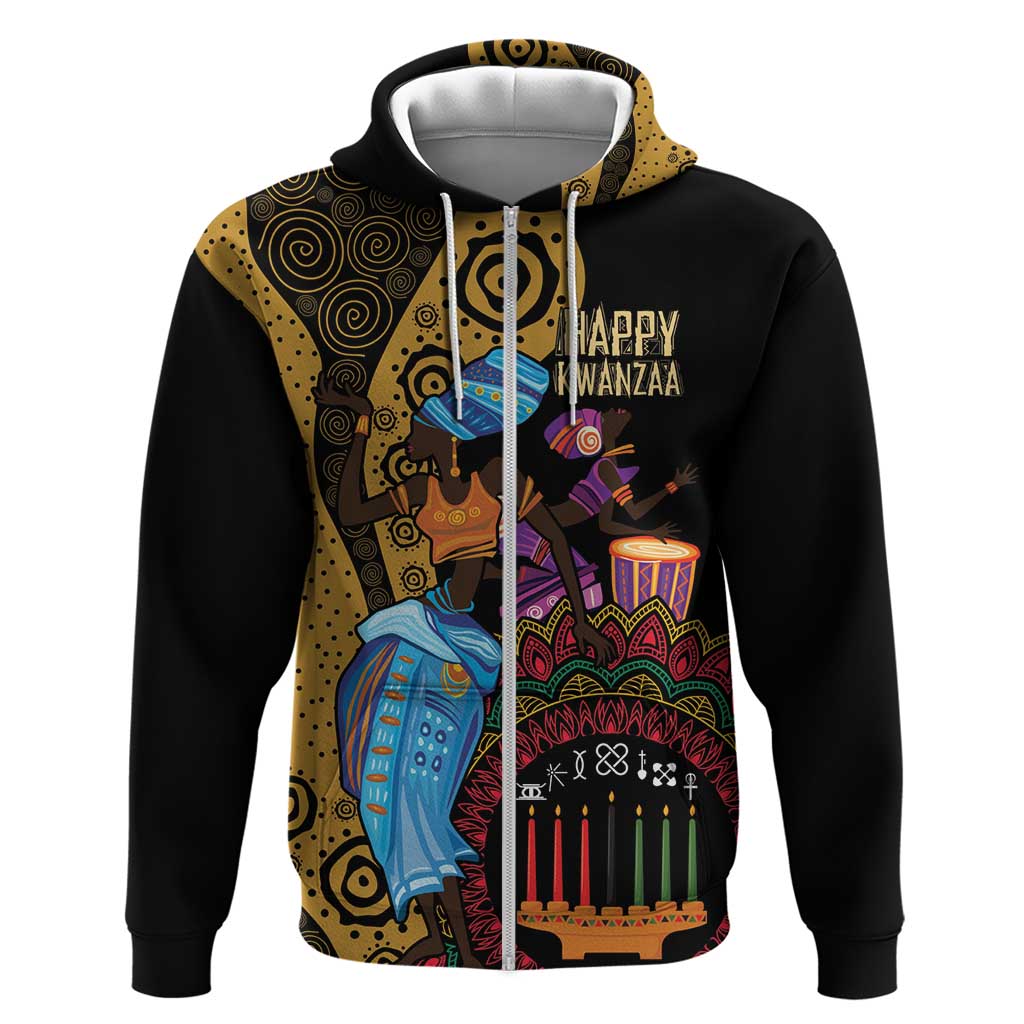 Happy Kwanzaa African Zip Hoodie Tribal Dance - Wonder Print Shop