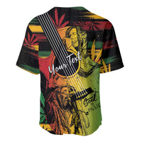 Personalized reggae soul baseball jersey with back graphic, multicolor palette, diagonal stripe