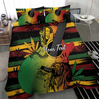 Reggae soul bedding set with duvet cover featuring YourText; bold green red yellow art