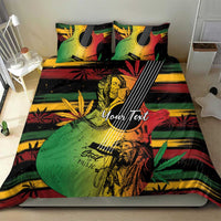 Personalised reggae soul bedding set with YourText graphic; green, red, yellow music art