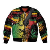 Bomber jacket with full-zip front and ribbed trim, colorful reggae graphic artwork