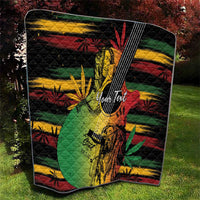 Reggae soul quilt with quilted black background and vivid reggae guitar dancer design