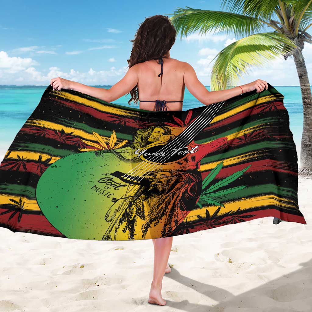 Personalized reggae soul sarong with green-red-yellow striped design and face portrait graphic