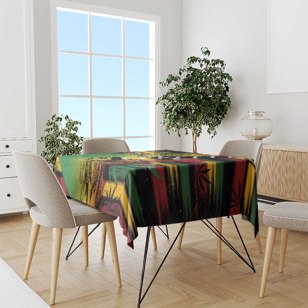 Personalized reggae soul tablecloth draped on dining table, colorful reggae artwork