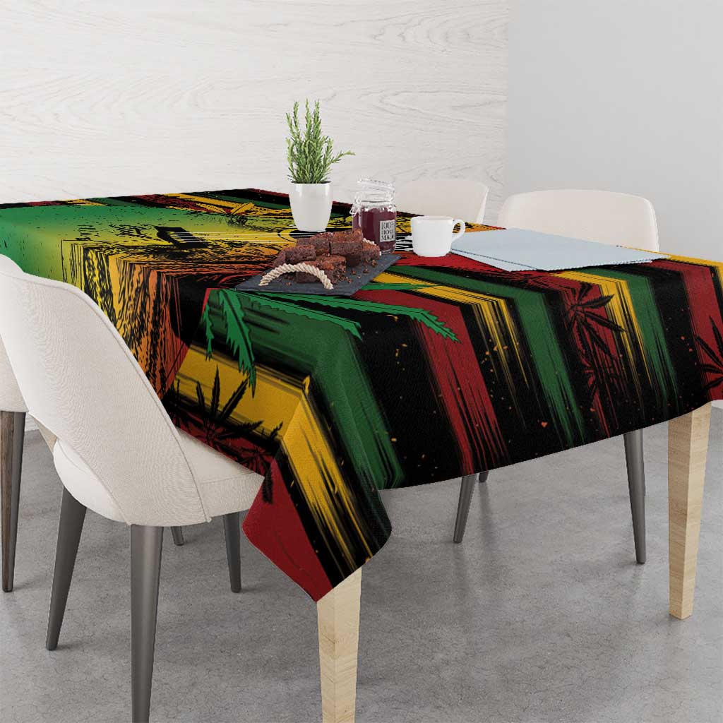 Personalized reggae soul tablecloth on square table, vibrant green yellow red black print