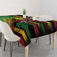 Personalized reggae soul tablecloth on square table, vibrant green yellow red black print