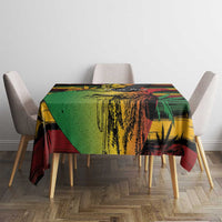 Personalized reggae soul tablecloth on small dining table, green yellow red black painted design