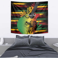 Reggae soul tapestry showing illustrated guitarist, green guitar, and “Your Text” text
