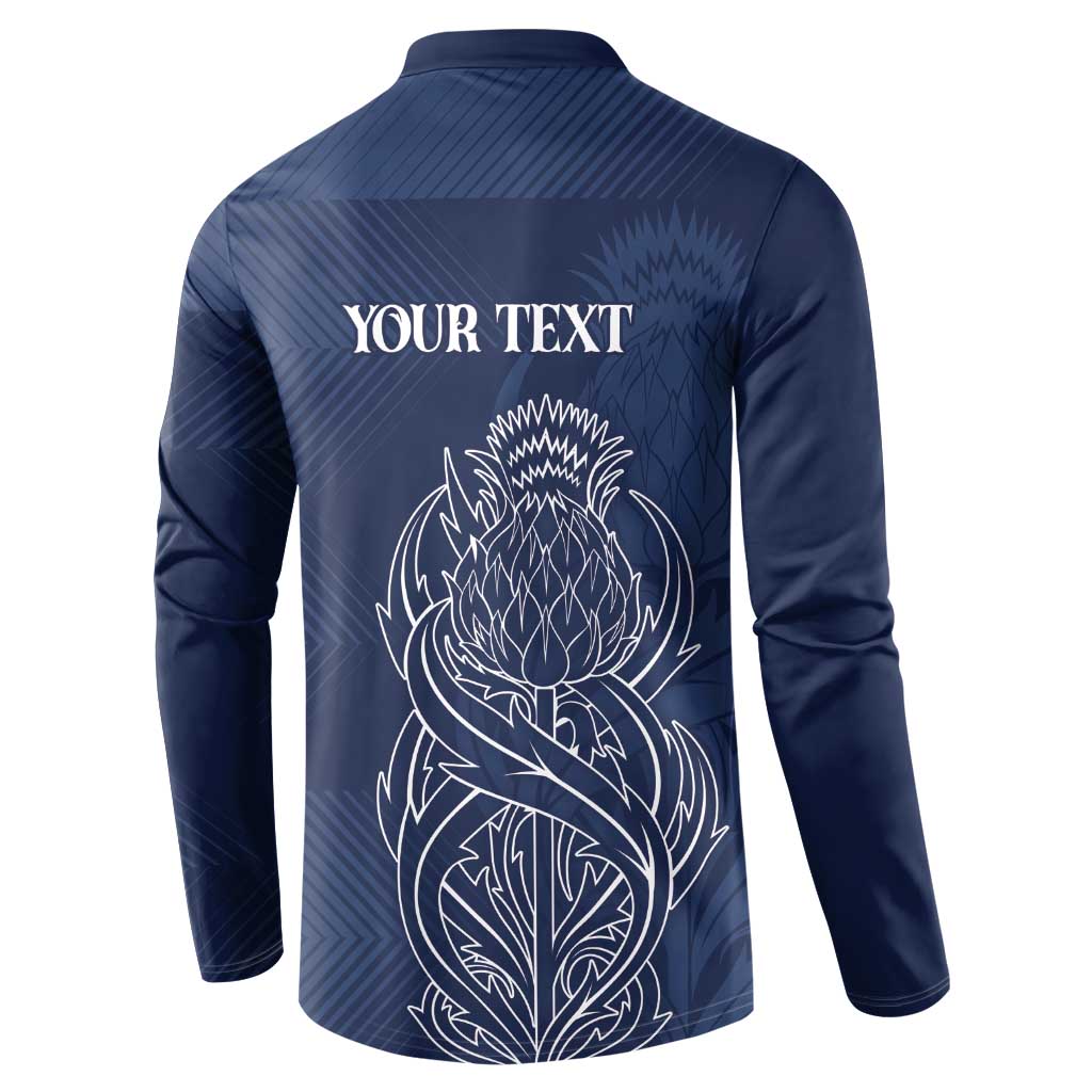 Scotland Rugby Personalized Button Sweatshirt Thistle Royal Style