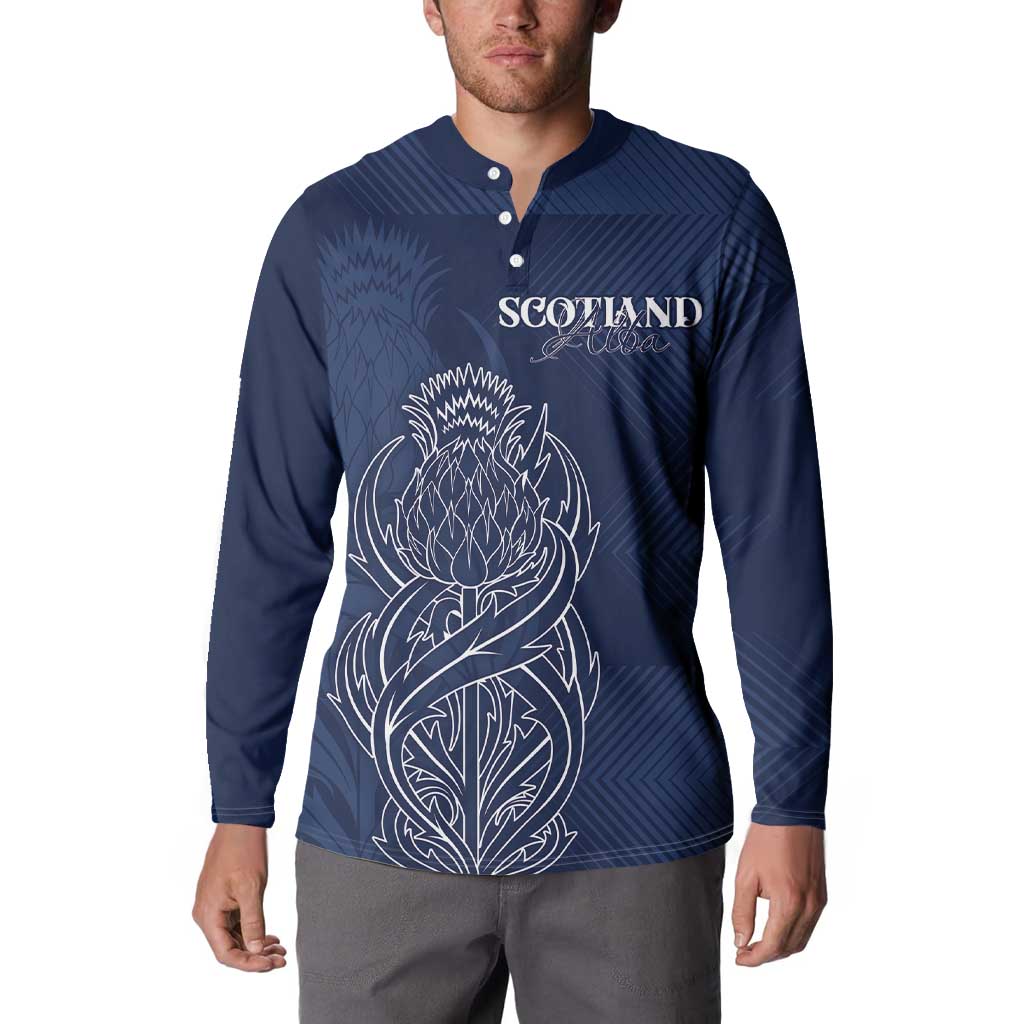 Scotland Rugby Personalized Button Sweatshirt Thistle Royal Style