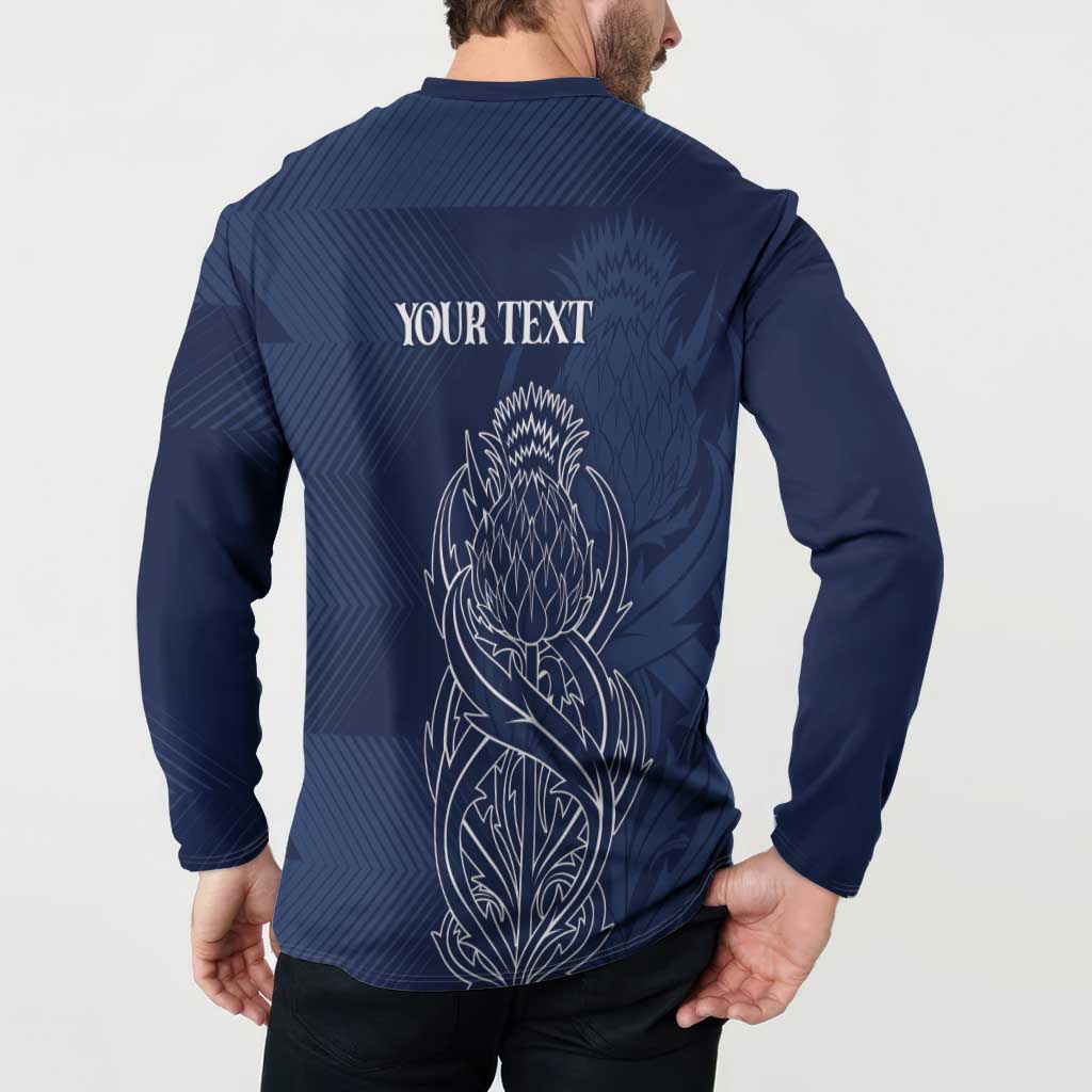 Scotland Rugby Personalized Button Sweatshirt Thistle Royal Style