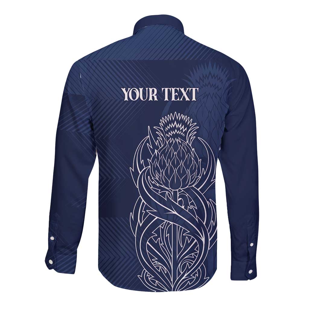 Scotland Rugby Personalized Long Sleeve Button Shirt Thistle Royal Style