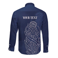 Scotland Rugby Personalized Long Sleeve Button Shirt Thistle Royal Style