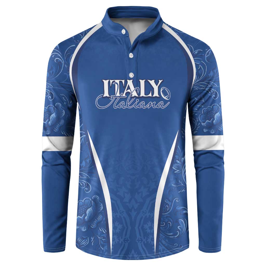 Italy Rugby Personalized Button Sweatshirt Azzurro Savoia - Renaissance Inspired