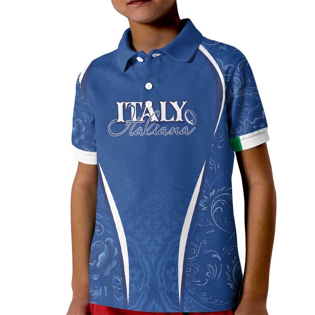 Italy Rugby Personalized Kid Polo Shirt Azzurro Savoia - Renaissance Inspired