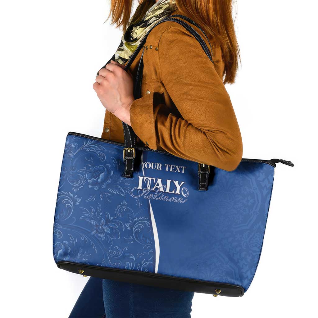 Italy Rugby Personalized Leather Tote Bag Azzurro Savoia - Renaissance Inspired