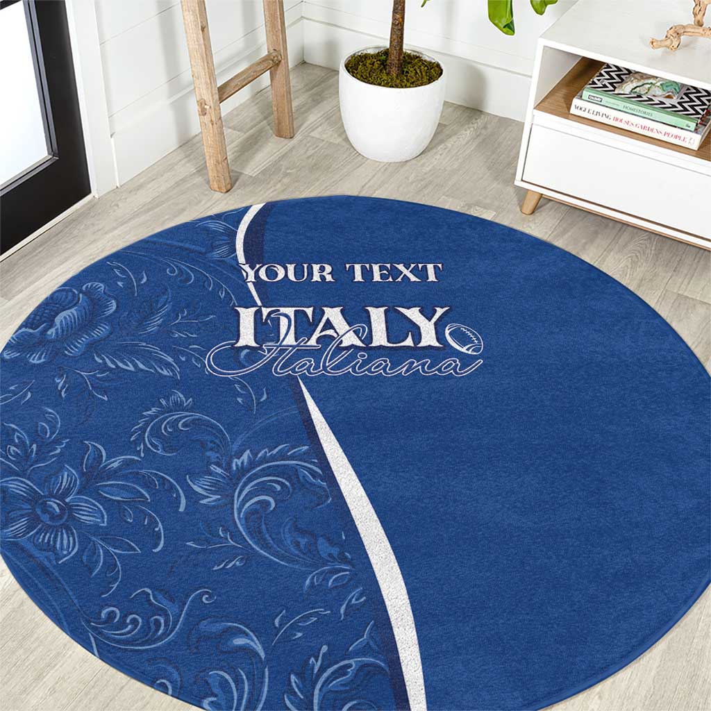 Italy Rugby Personalized Round Carpet Azzurro Savoia - Renaissance Inspired