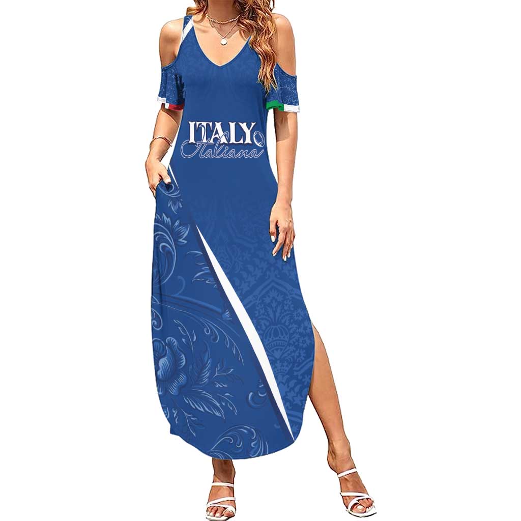 Italy Rugby Personalized Summer Maxi Dress Azzurro Savoia - Renaissance Inspired