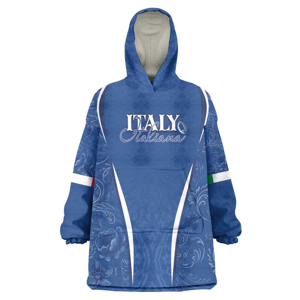 Italy Rugby Personalized Wearable Blanket Hoodie Azzurro Savoia - Renaissance Inspired