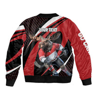 Canada Hockey Personalized Sleeve Zip Bomber Jacket Go Canada Go