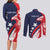 USA Hockey Personalized Eagle Couples Matching Long Sleeve Bodycon Dress and Long Sleeve Button Shirt Shoot For The Stars