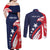 USA Hockey Personalized Eagle Couples Matching Off Shoulder Maxi Dress and Long Sleeve Button Shirt Shoot For The Stars