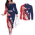 USA Hockey Personalized Eagle Couples Matching Off The Shoulder Long Sleeve Dress and Long Sleeve Button Shirt Shoot For The Stars