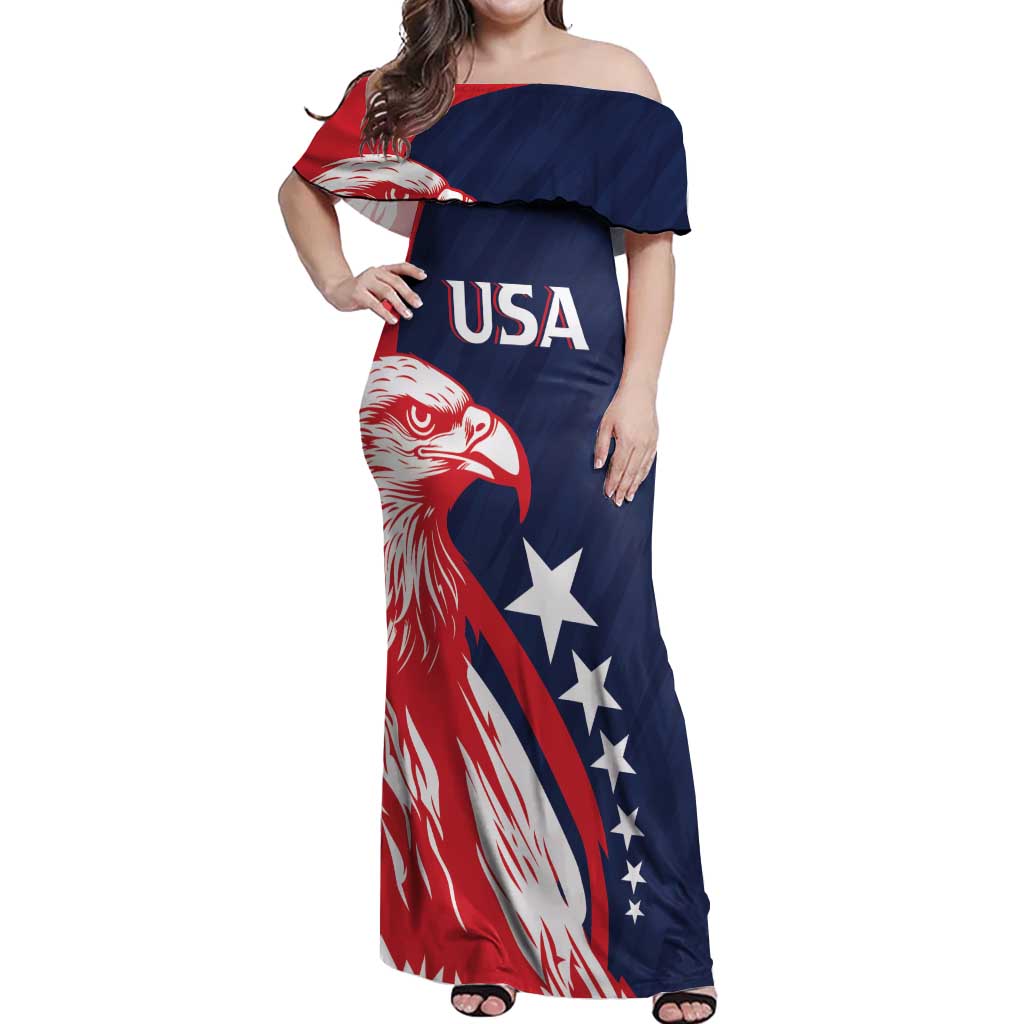 USA Hockey Personalized Eagle Off Shoulder Maxi Dress Shoot For The Stars