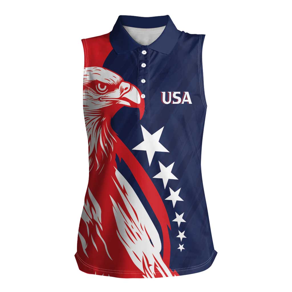 USA Hockey Personalized Eagle Women Sleeveless Polo Shirt Shoot For The Stars