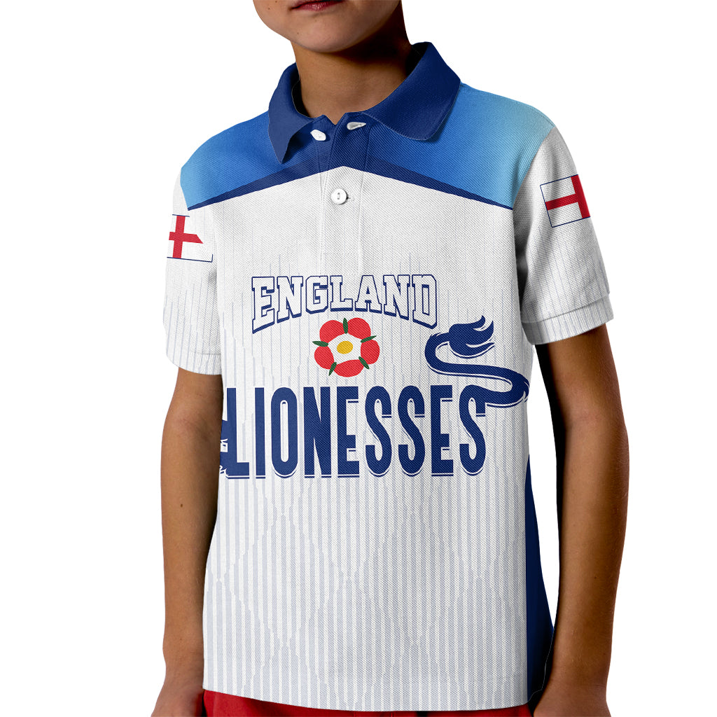 Personalised England Football Kid Polo Shirt The Lionesses Women World Cup 2023 - Wonder Print Shop