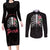 In October We Wear Pink Breast Cancer Awareness Couples Matching Long Sleeve Bodycon Dress and Long Sleeve Button Shirts Skull and Roses - Black LT7 - Wonder Print Shop