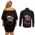 In October We Wear Pink Breast Cancer Awareness Couples Matching Off Shoulder Short Dress and Long Sleeve Button Shirts Skull and Roses - Black LT7 - Wonder Print Shop