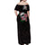 In October We Wear Pink Breast Cancer Awareness Family Matching Off Shoulder Maxi Dress and Hawaiian Shirt Skull and Roses - Black LT7 - Wonder Print Shop