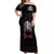 In October We Wear Pink Breast Cancer Awareness Off Shoulder Maxi Dress Skull and Roses - Black - Wonder Print Shop