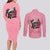 In October We Wear Pink Breast Cancer Awareness Couples Matching Long Sleeve Bodycon Dress and Long Sleeve Button Shirts Skull and Roses - Pink LT7 - Wonder Print Shop