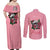 In October We Wear Pink Breast Cancer Awareness Couples Matching Off Shoulder Maxi Dress and Long Sleeve Button Shirts Skull and Roses - Pink LT7 - Wonder Print Shop