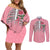 In October We Wear Pink Breast Cancer Awareness Couples Matching Off Shoulder Short Dress and Long Sleeve Button Shirts Skull and Roses - Pink LT7 - Wonder Print Shop