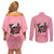 In October We Wear Pink Breast Cancer Awareness Couples Matching Off Shoulder Short Dress and Long Sleeve Button Shirts Skull and Roses - Pink LT7 - Wonder Print Shop