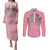 In October We Wear Pink Breast Cancer Awareness Couples Matching Puletasi Dress and Long Sleeve Button Shirts Skull and Roses - Pink LT7 - Wonder Print Shop