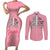 In October We Wear Pink Breast Cancer Awareness Couples Matching Short Sleeve Bodycon Dress and Long Sleeve Button Shirts Skull and Roses - Pink LT7 - Wonder Print Shop