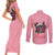 In October We Wear Pink Breast Cancer Awareness Couples Matching Short Sleeve Bodycon Dress and Long Sleeve Button Shirts Skull and Roses - Pink LT7 - Wonder Print Shop