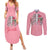 In October We Wear Pink Breast Cancer Awareness Couples Matching Summer Maxi Dress and Long Sleeve Button Shirts Skull and Roses - Pink LT7 - Wonder Print Shop