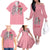 In October We Wear Pink Breast Cancer Awareness Family Matching Off Shoulder Long Sleeve Dress and Hawaiian Shirt Skull and Roses - Pink - Wonder Print Shop