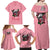 In October We Wear Pink Breast Cancer Awareness Family Matching Off Shoulder Long Sleeve Dress and Hawaiian Shirt Skull and Roses - Pink - Wonder Print Shop