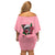 In October We Wear Pink Breast Cancer Awareness Family Matching Off Shoulder Short Dress and Hawaiian Shirt Skull and Roses - Pink LT7 - Wonder Print Shop