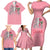 In October We Wear Pink Breast Cancer Awareness Family Matching Short Sleeve Bodycon Dress and Hawaiian Shirt Skull and Roses - Pink - Wonder Print Shop