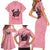 In October We Wear Pink Breast Cancer Awareness Family Matching Short Sleeve Bodycon Dress and Hawaiian Shirt Skull and Roses - Pink - Wonder Print Shop