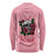 In October We Wear Pink Breast Cancer Awareness Long Sleeve Shirt Skull and Roses - Pink - Wonder Print Shop