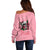 In October We Wear Pink Breast Cancer Awareness Off Shoulder Sweater Skull and Roses - Pink - Wonder Print Shop